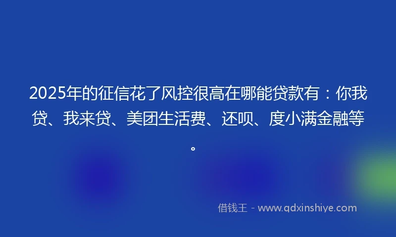 2025年的征信花了风控很高在哪能贷款有：你我贷、我来贷、美团生活费、还呗、度小满金融等。