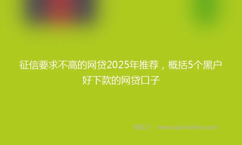 征信要求不高的网贷2025年推荐，概括5个黑户好下款的网贷口子