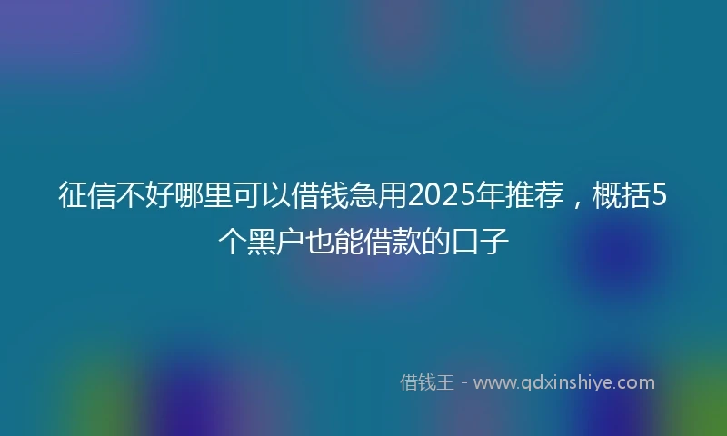 征信不好哪里可以借钱急用2025年推荐，概括5个黑户也能借款的口子