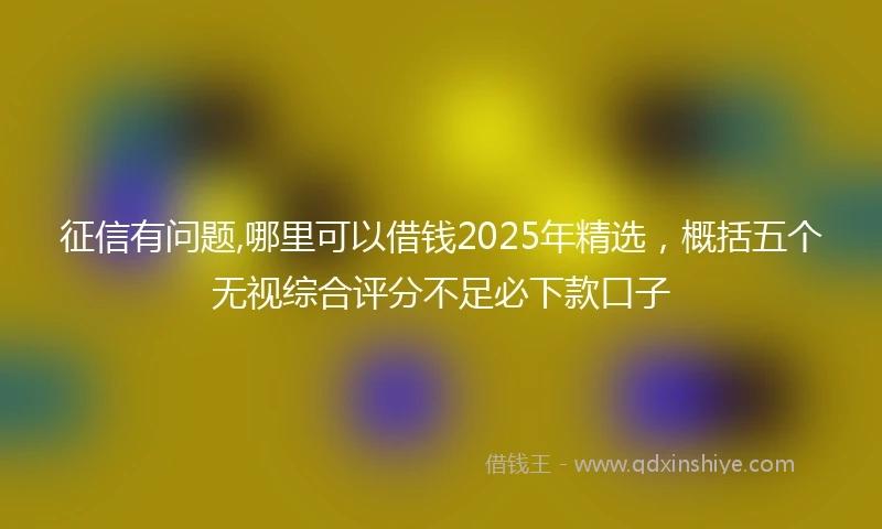 征信有问题,哪里可以借钱2025年精选,概括五个无视综合评分不足必下款口子