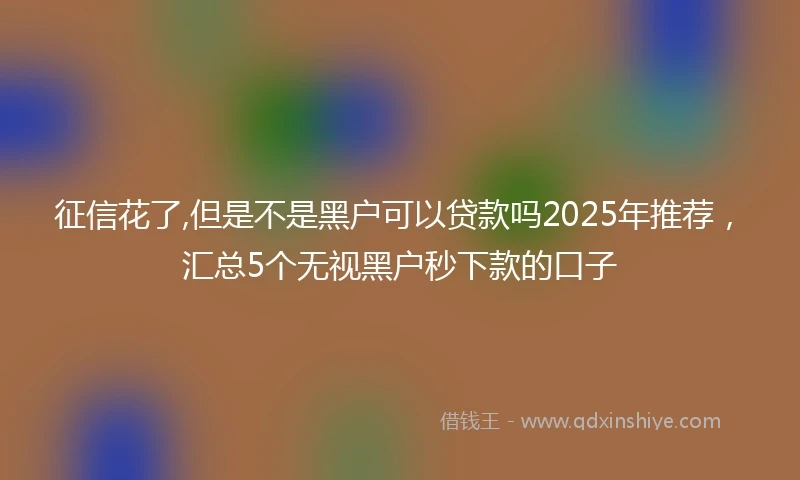征信花了,但是不是黑户可以贷款吗2025年推荐，汇总5个无视黑户秒下款的口子