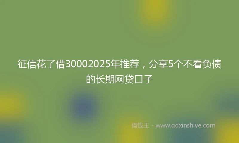 征信花了借30002025年推荐，分享5个不看负债的长期网贷口子