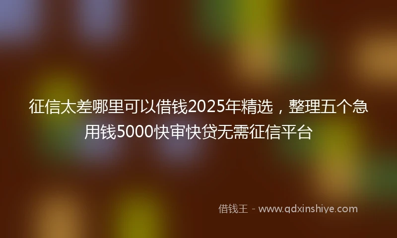 征信太差哪里可以借钱2025年精选，整理五个急用钱5000快审快贷无需征信平台