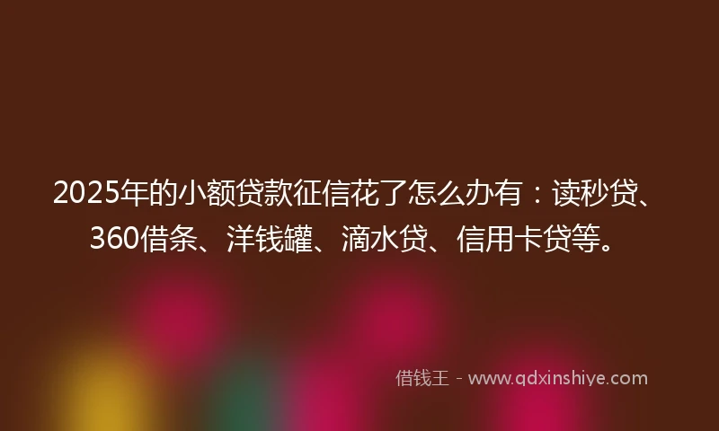 2025年的小额贷款征信花了怎么办有：读秒贷、360借条、洋钱罐、滴水贷、信用卡贷等。