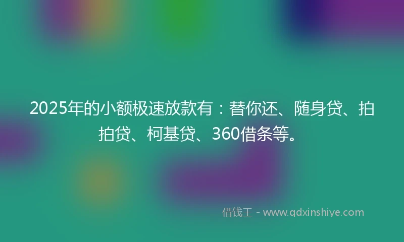 2025年的小额极速放款有：替你还、随身贷、拍拍贷、柯基贷、360借条等。