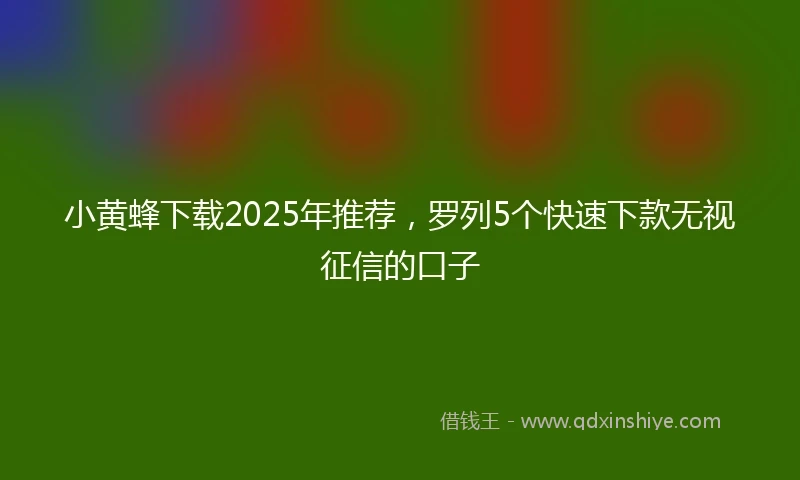 小黄蜂下载2025年推荐，罗列5个快速下款无视征信的口子