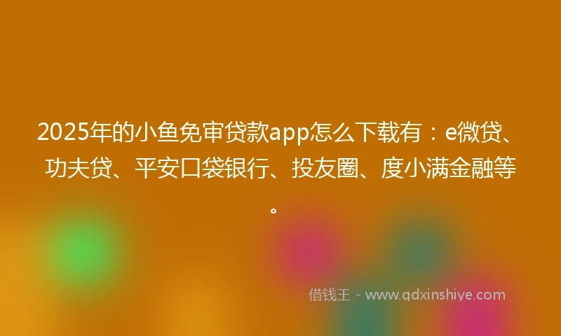2025年的小鱼免审贷款app怎么下载有：e微贷、功夫贷、平安口袋银行、投友圈、度小满金融等。