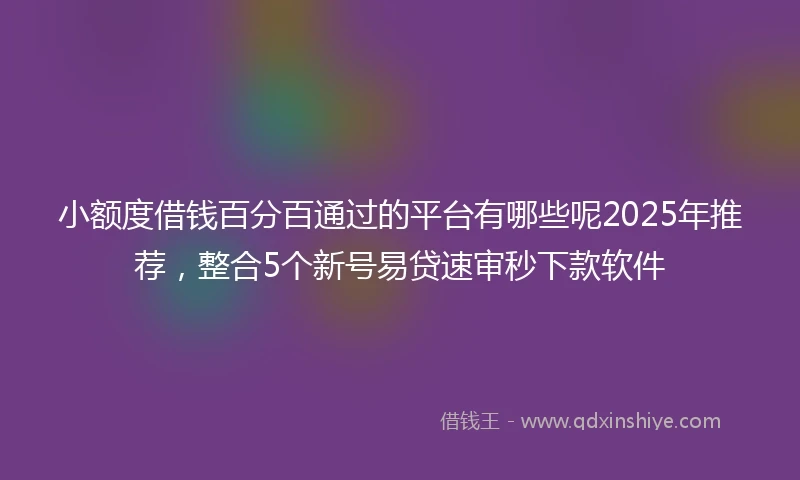小额度借钱百分百通过的平台有哪些呢2025年推荐，整合5个新号易贷速审秒下款软件
