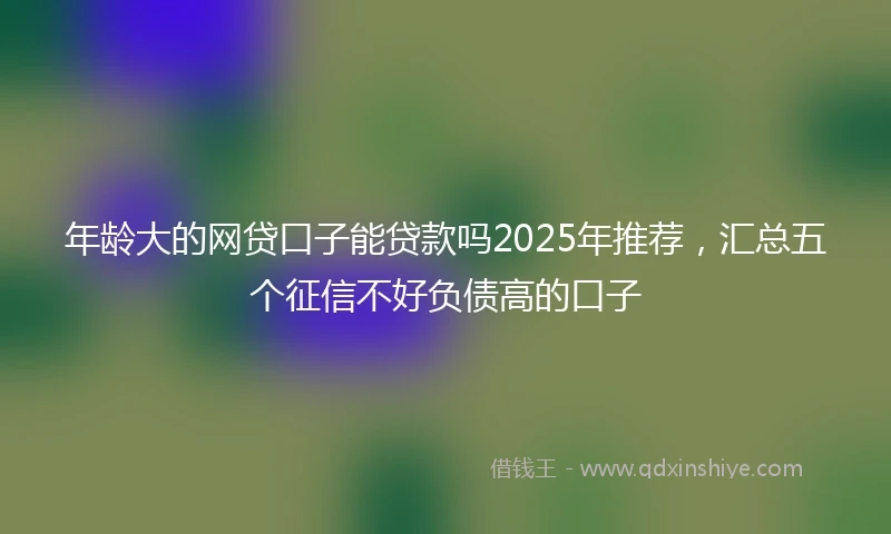 年龄大的网贷口子能贷款吗2025年推荐，汇总五个征信不好负债高的口子