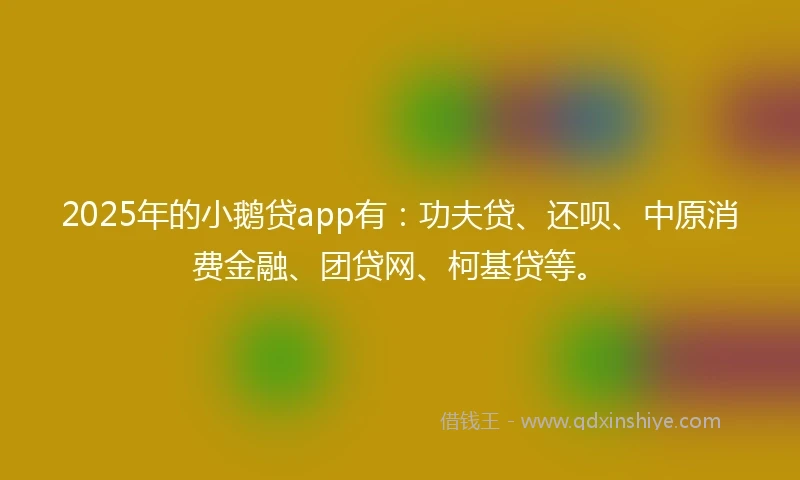 2025年的小鹅贷app有：功夫贷、还呗、中原消费金融、团贷网、柯基贷等。