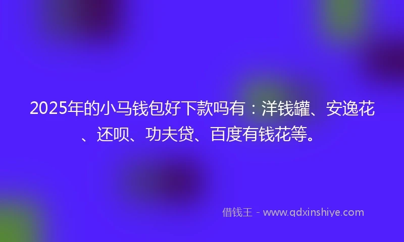 2025年的小马钱包好下款吗有：洋钱罐、安逸花、还呗、功夫贷、百度有钱花等。