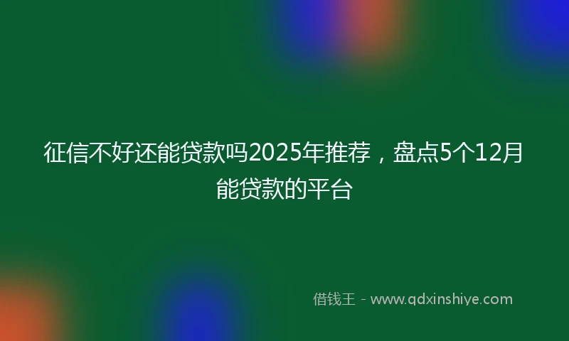 征信不好还能贷款吗2025年推荐，盘点5个12月能贷款的平台