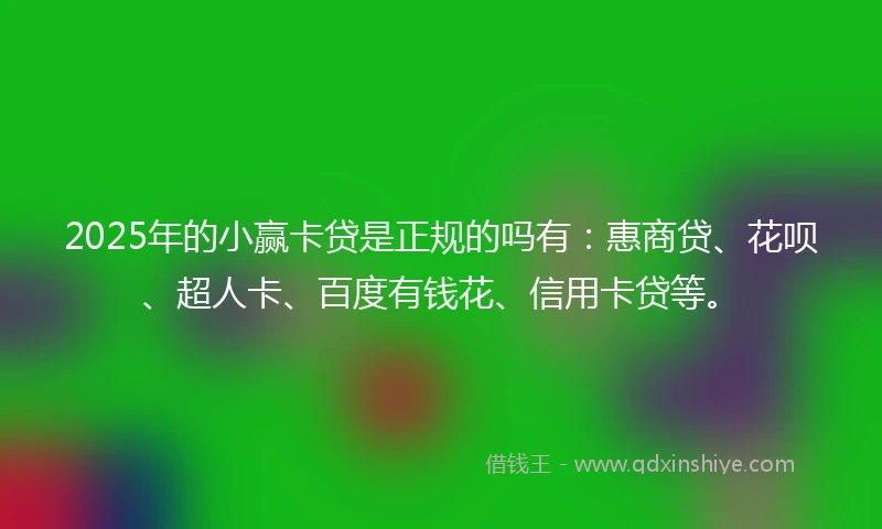 2025年的小赢卡贷是正规的吗有：惠商贷、花呗、超人卡、百度有钱花、信用卡贷等。