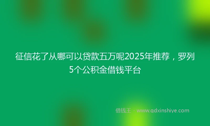 征信花了从哪可以贷款五万呢2025年推荐，罗列5个公积金借钱平台