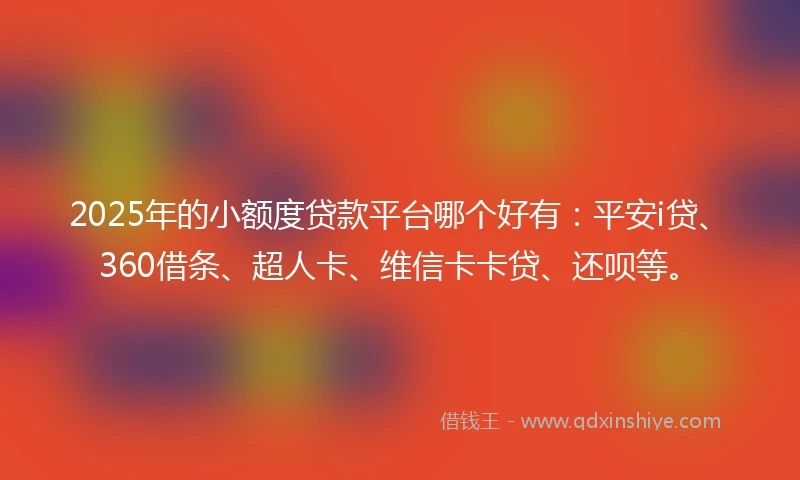 2025年的小额度贷款平台哪个好有：平安i贷、360借条、超人卡、维信卡卡贷、还呗等。
