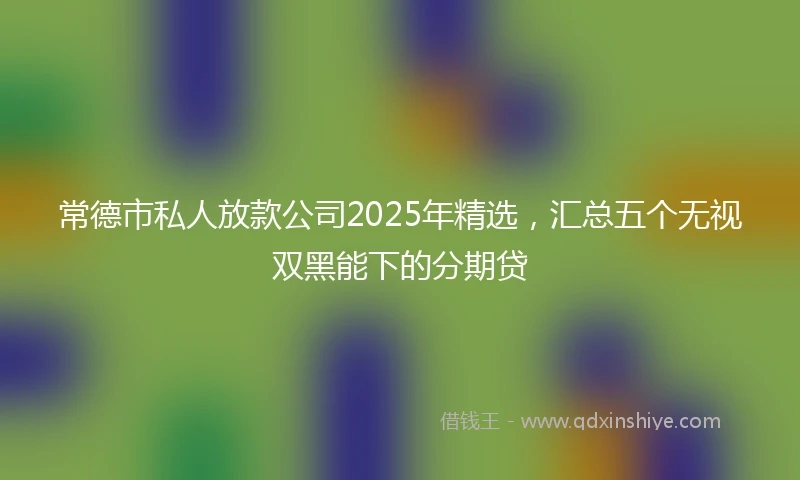 常德市私人放款公司2025年精选，汇总五个无视双黑能下的分期贷