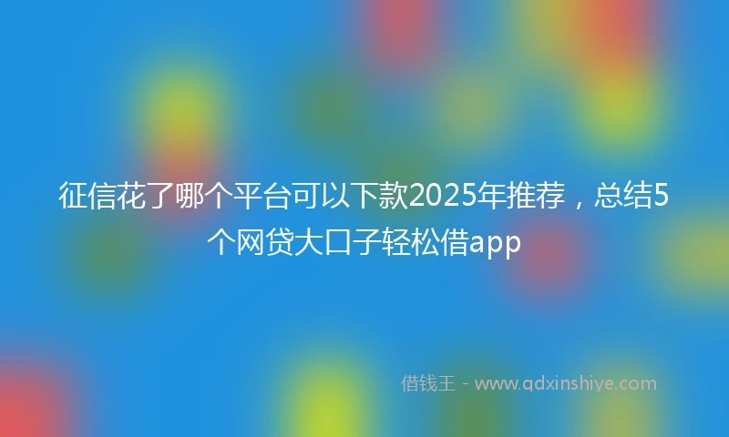 征信花了哪个平台可以下款2025年推荐，总结5个网贷大口子轻松借app