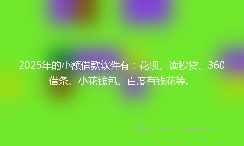 2025年的小额借款软件有：花呗、读秒贷、360借条、小花钱包、百度有钱花等。