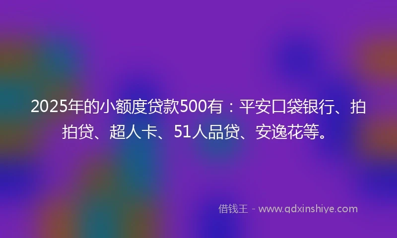 2025年的小额度贷款500有：平安口袋银行、拍拍贷、超人卡、51人品贷、安逸花等。
