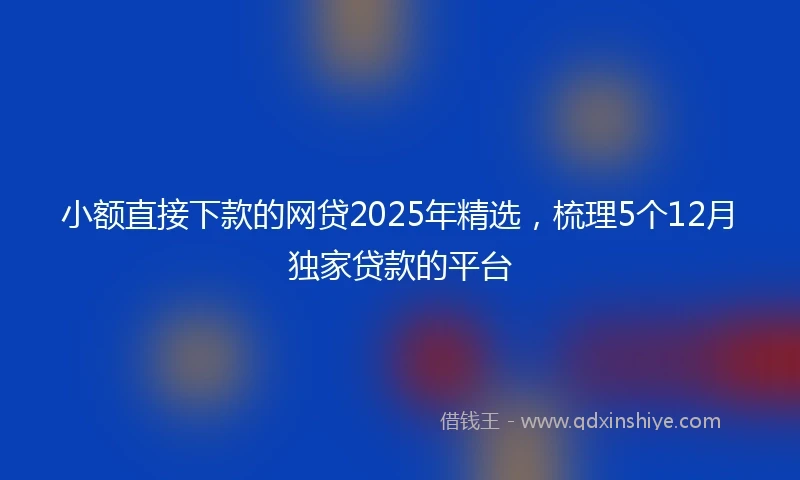 小额直接下款的网贷2025年精选，梳理5个12月独家贷款的平台