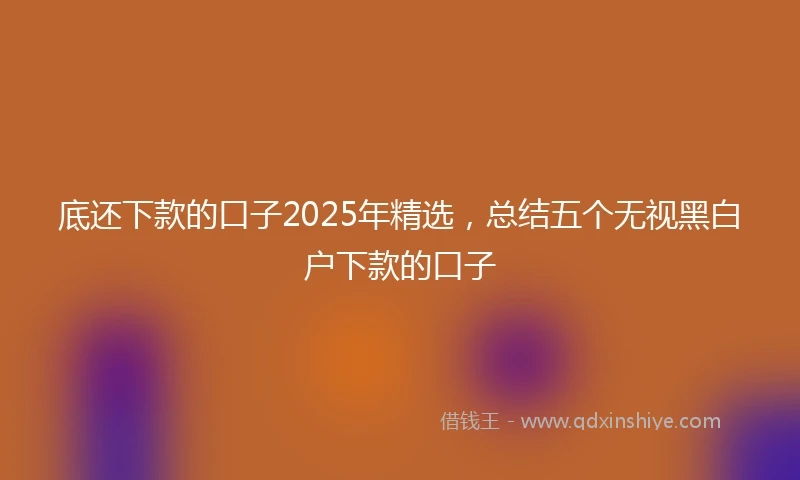 底还下款的口子2025年精选，总结五个无视黑白户下款的口子