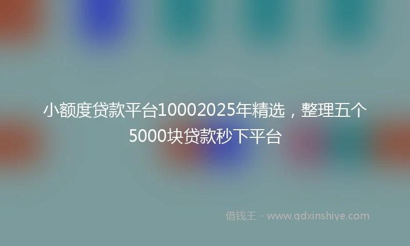 小额度贷款平台10002025年精选，整理五个5000块贷款秒下平台