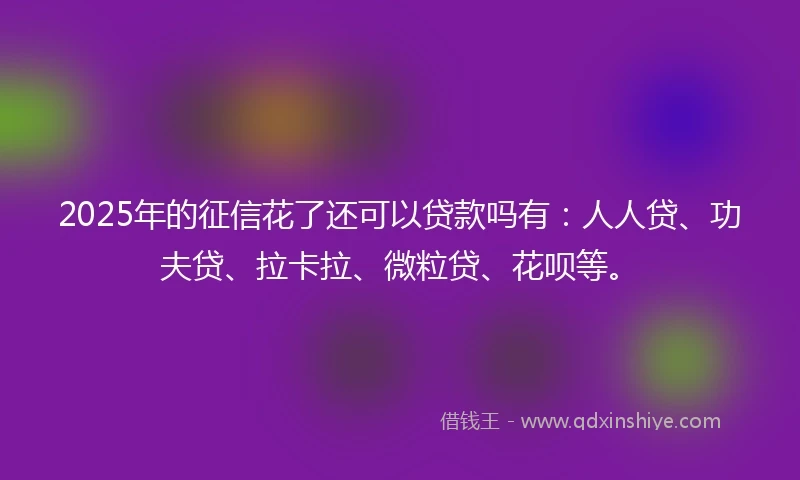 2025年的征信花了还可以贷款吗有：人人贷、功夫贷、拉卡拉、微粒贷、花呗等。