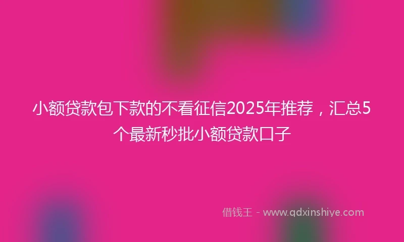 小额贷款包下款的不看征信2025年推荐，汇总5个最新秒批小额贷款口子