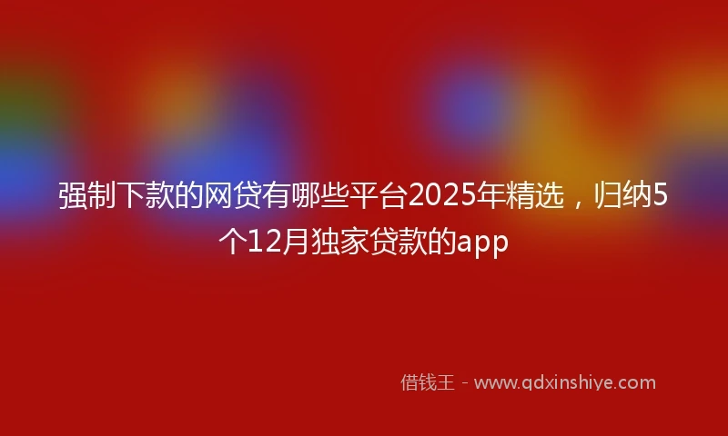 强制下款的网贷有哪些平台2025年精选，归纳5个12月独家贷款的app