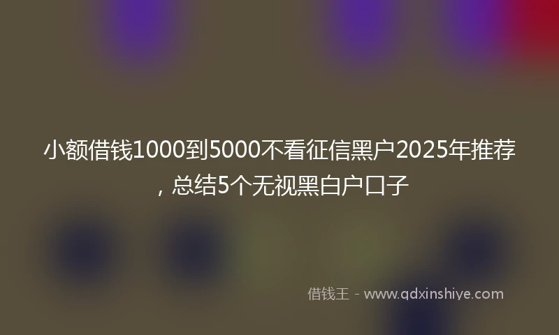 小额借钱1000到5000不看征信黑户2025年推荐，总结5个无视黑白户口子