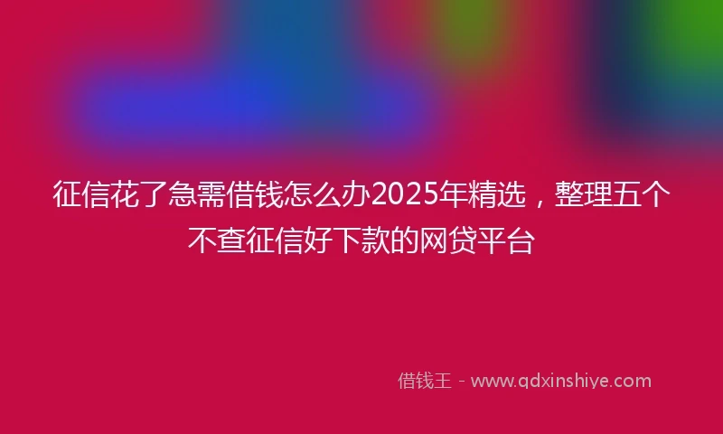 征信花了急需借钱怎么办2025年精选,整理五个不查征信好下款的网贷平台