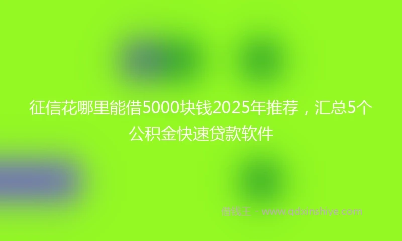 征信花哪里能借5000块钱2025年推荐，汇总5个公积金快速贷款软件