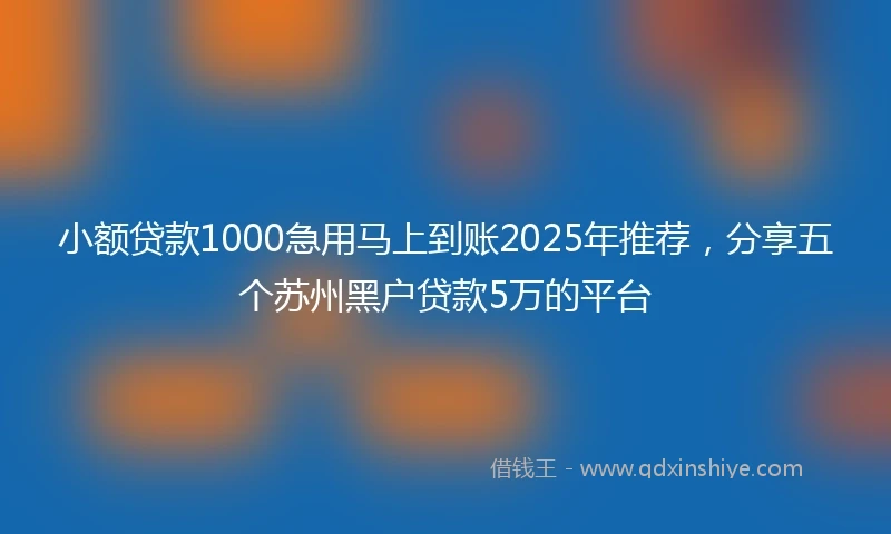 小额贷款1000急用马上到账2025年推荐，分享五个苏州黑户贷款5万的平台