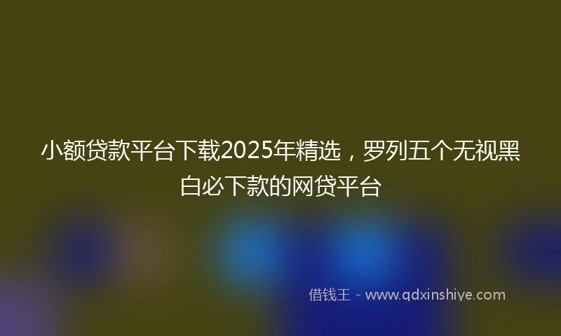 小额贷款平台下载2025年精选，罗列五个无视黑白必下款的网贷平台