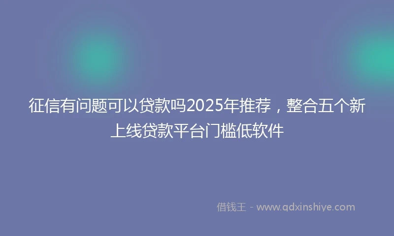征信有问题可以贷款吗2025年推荐,整合五个新上线贷款平台门槛低软件
