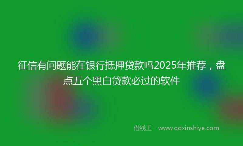 征信有问题能在银行抵押贷款吗2025年推荐，盘点五个黑白贷款必过的软件