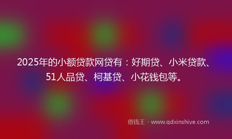 2025年的小额贷款网贷有：好期贷、小米贷款、51人品贷、柯基贷、小花钱包等。