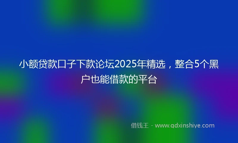 小额贷款口子下款论坛2025年精选，整合5个黑户也能借款的平台