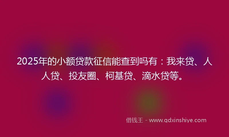 2025年的小额贷款征信能查到吗有:我来贷、人人贷、投友圈、柯基贷、滴水贷等。