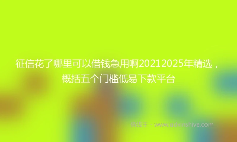 征信花了哪里可以借钱急用啊20212025年精选，概括五个门槛低易下款平台