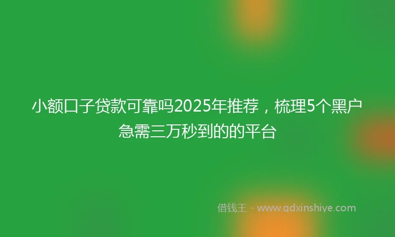 小额口子贷款可靠吗2025年推荐，梳理5个黑户急需三万秒到的的平台