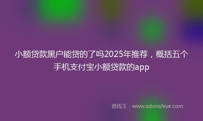 小额贷款黑户能贷的了吗2025年推荐，概括五个手机支付宝小额贷款的app