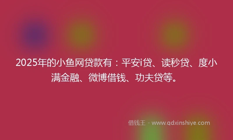 2025年的小鱼网贷款有：平安i贷、读秒贷、度小满金融、微博借钱、功夫贷等。