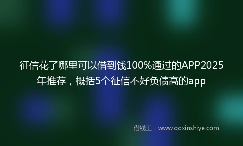 征信花了哪里可以借到钱100%通过的APP2025年推荐，概括5个征信不好负债高的app