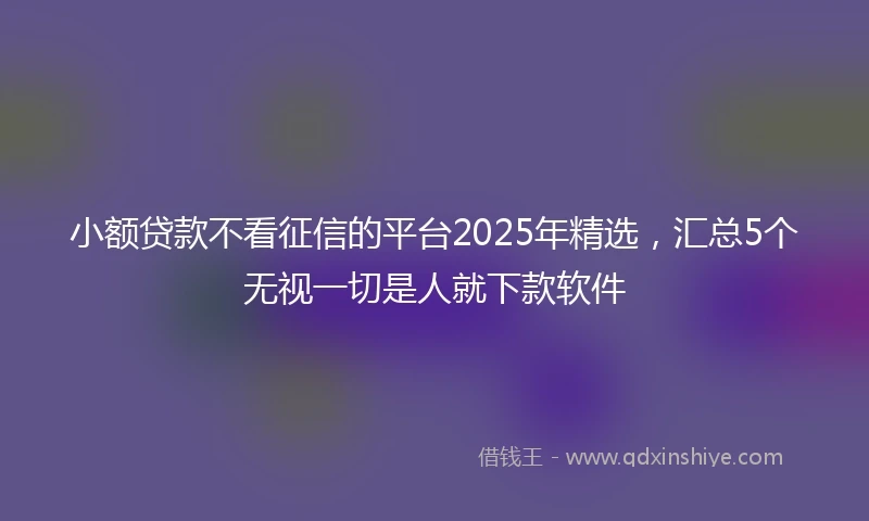 小额贷款不看征信的平台2025年精选，汇总5个无视一切是人就下款软件