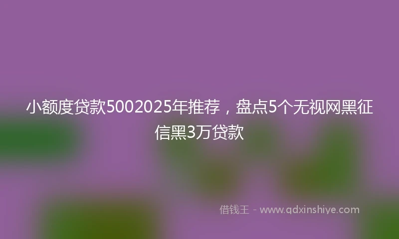 小额度贷款5002025年推荐，盘点5个无视网黑征信黑3万贷款