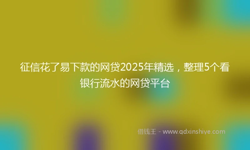 征信花了易下款的网贷2025年精选，整理5个看银行流水的网贷平台