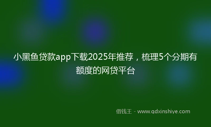 小黑鱼贷款app下载2025年推荐，梳理5个分期有额度的网贷平台