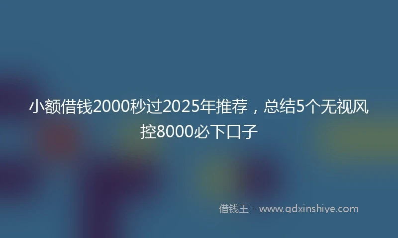 小额借钱2000秒过2025年推荐，总结5个无视风控8000必下口子