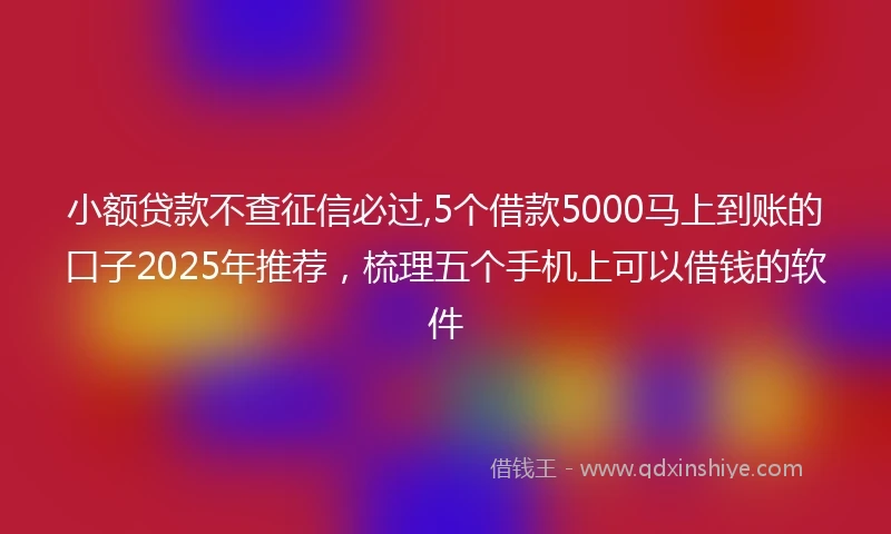 小额贷款不查征信必过,5个借款5000马上到账的口子2025年推荐，梳理五个手机上可以借钱的软件